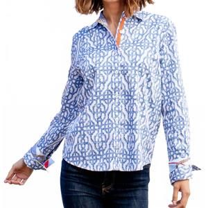 NEW DIZZY-LIZZIE rome shirt in blue geo print